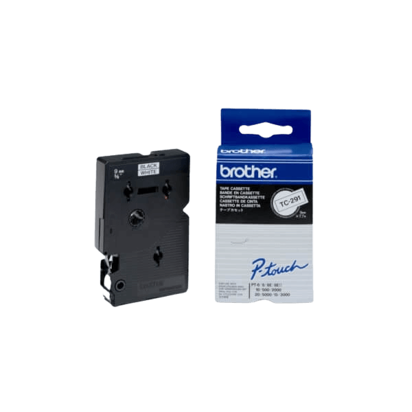 Brother TC291 9 mm x 7,7 m Svart text / Vit tejp original tejp (TC-291)