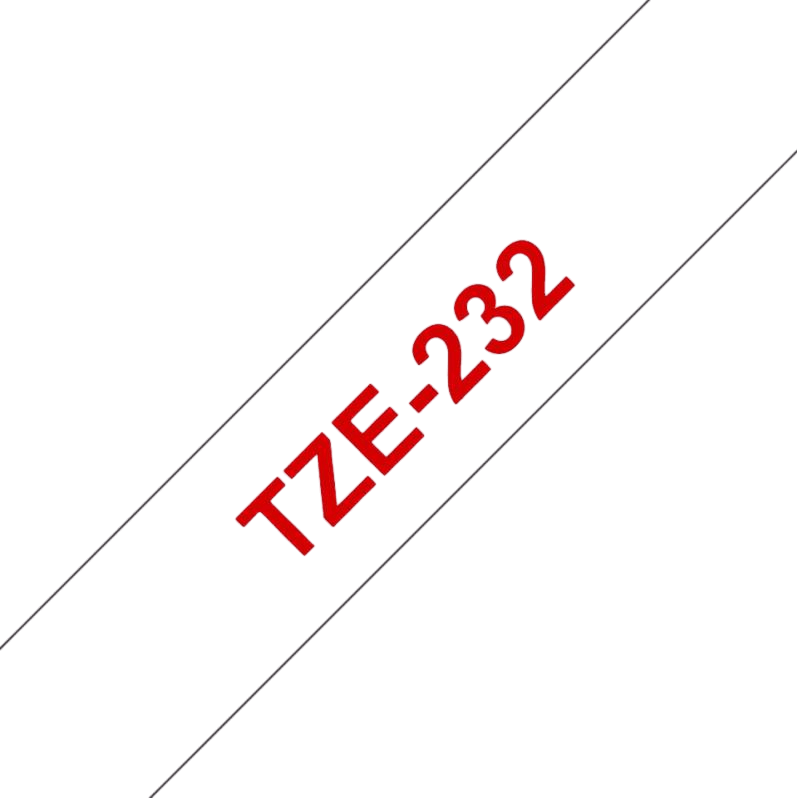 Brother TZe-232 12 mm x 8 m Röd text / Vit tejp kompatibel tejp