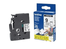 Brother TZe121 9 mm x 8 m Svart text / Genomskinlig tejp original tejp (TZ121)