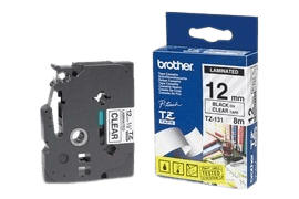 Brother TZe131 12 mm x 8 m Svart text / Genomskinlig tejp original tejp (TZ131)