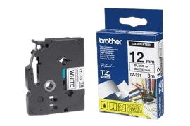 Brother TZe231 12 mm x 8 m Svart text / Vit tejp original tejp (TZ231)
