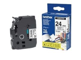 Brother TZe251 24 mm x 8 m Svart text / Vit tejp original tejp (TZ251)