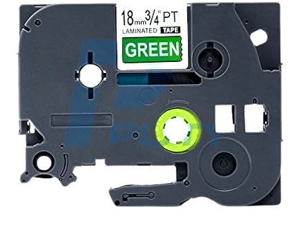 Brother TZe745 18 mm x 8 m Vit text / Grön tejp kompatibel tejp