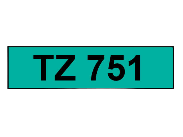 Brother TZe751 24 mm x 8 m Svart text / Grön tejp kompatibel tejp