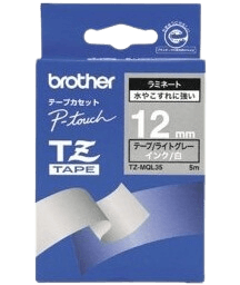 Brother TZEMQL35 12 mm x 5 m Vit text / Ljusgrå tejp original tejp (TZ-EMQL35)