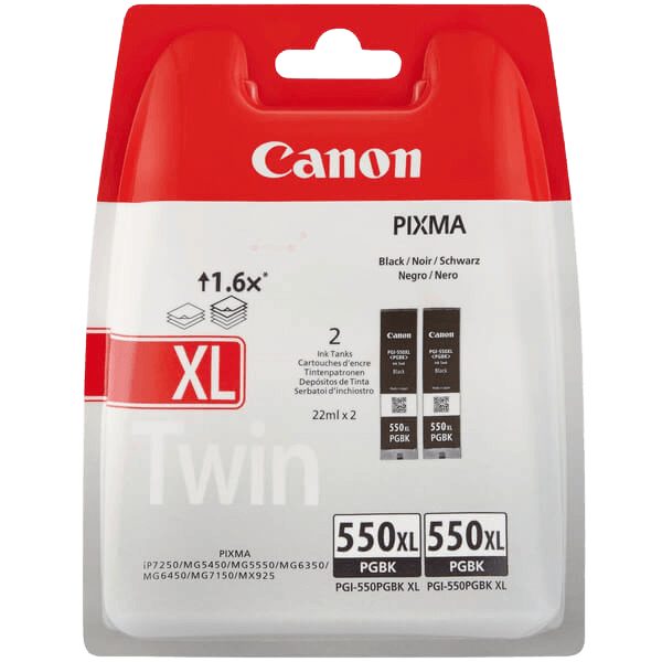 Canon PGI-550XL XL twin pack svart original bläckpatron 2 x 22 ml. (6431B005)