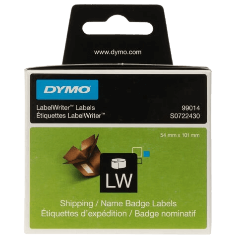 Dymo 99014 101 x 54 mm, 220 stk. Svart text / Vit tejp original adresseetiket (S0722430)