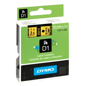 Dymo D1 45018 12 mm x 7 m Svart text / Gul tejp original tejp (S0720580)