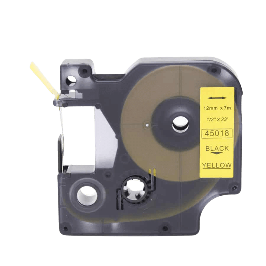Dymo D1 45018 12 mm x 7 m Svart text / Gul tejp kompatibel tejp (S0720580)