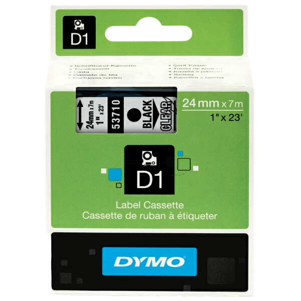Dymo D1 53710 24 mm x 7 m Svart text / Genomskinlig tejp original tejp (S0720920)