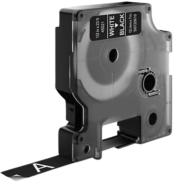 Dymo S0720610 12 mm x 7 m Vit text / Svart tejp kompatibel tejp (45021)