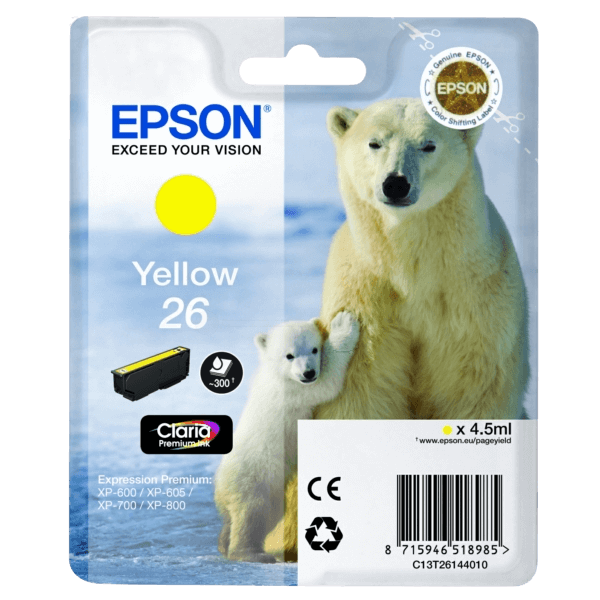Epson 26 gul original bläckpatron (C13T26144012)