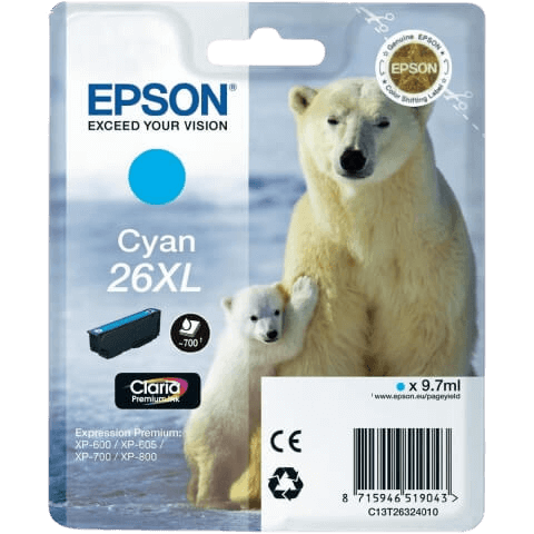 Epson 26 XL cyan original bläckpatron 9,7 ml. (C13T26324012)