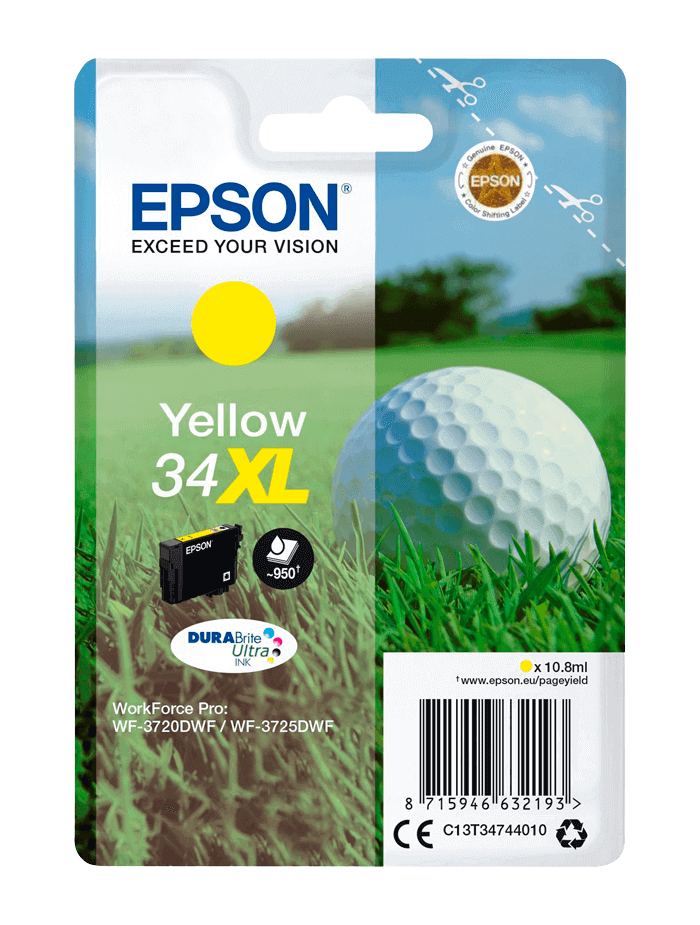 Epson 34 XL gul original bläckpatron 10,8 ml. (C13T34744010)