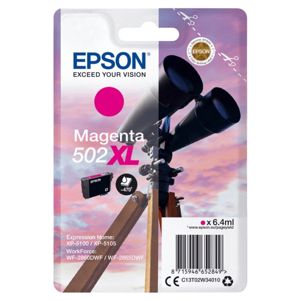 Epson 502XLM magenta original bläckpatron 470 sider (C13T02W34010)