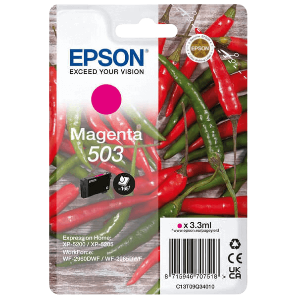 Epson 503M magenta original bläckpatron 3,3 ml. (C13T09Q34010)