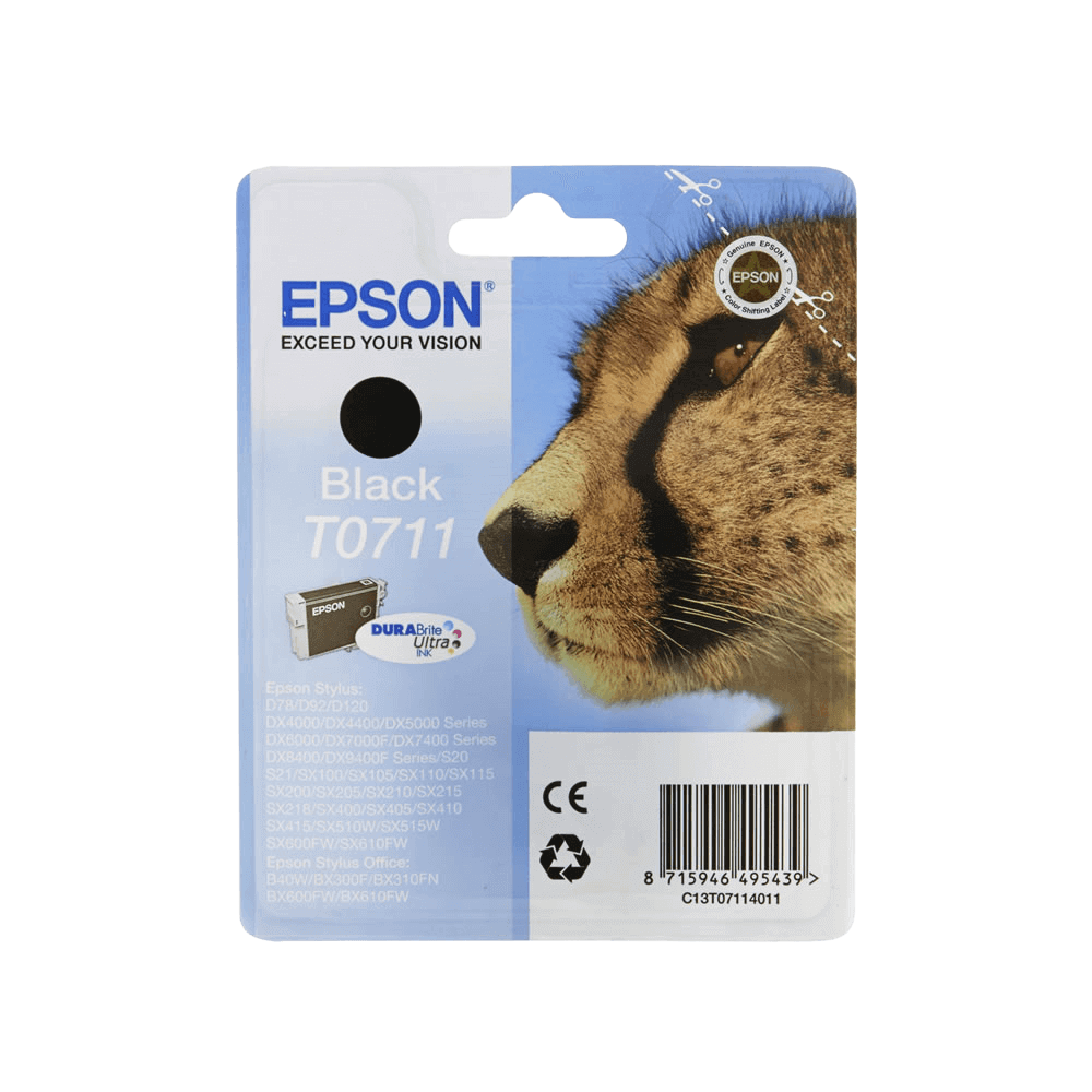Epson T0711 svart original bläckpatron 7,4 ml. (C13T07114012)