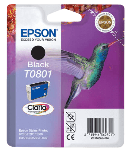 Epson T0801 svart original bläckpatron 7,4 ml. (C13T08014011)