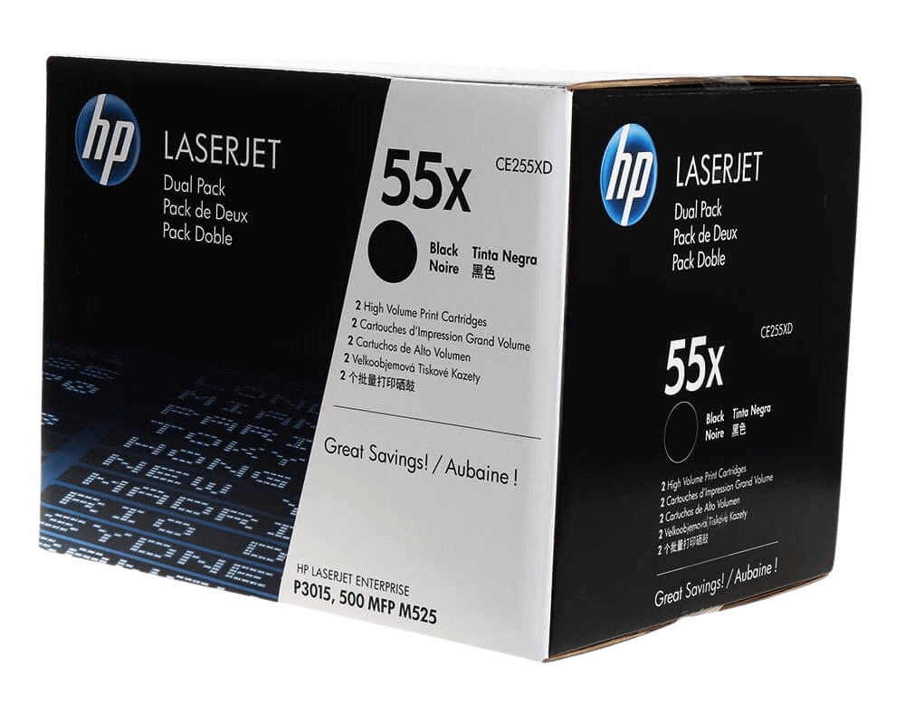 HP 55X twin pack svart original toner 24000 sider (CE255XD)