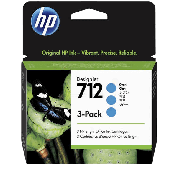 HP 712 Triple pack cyan original bläckpatron 3 x 29 ml. (3ED77A)