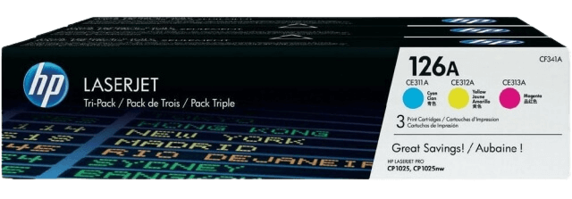 HP CF341A CMY original multipack 1200 sider (126A)