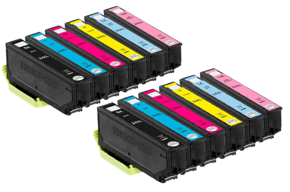 Epson 24 XL 12 stk. rabattpaket bläckpatron 132 ml. - kompatibel