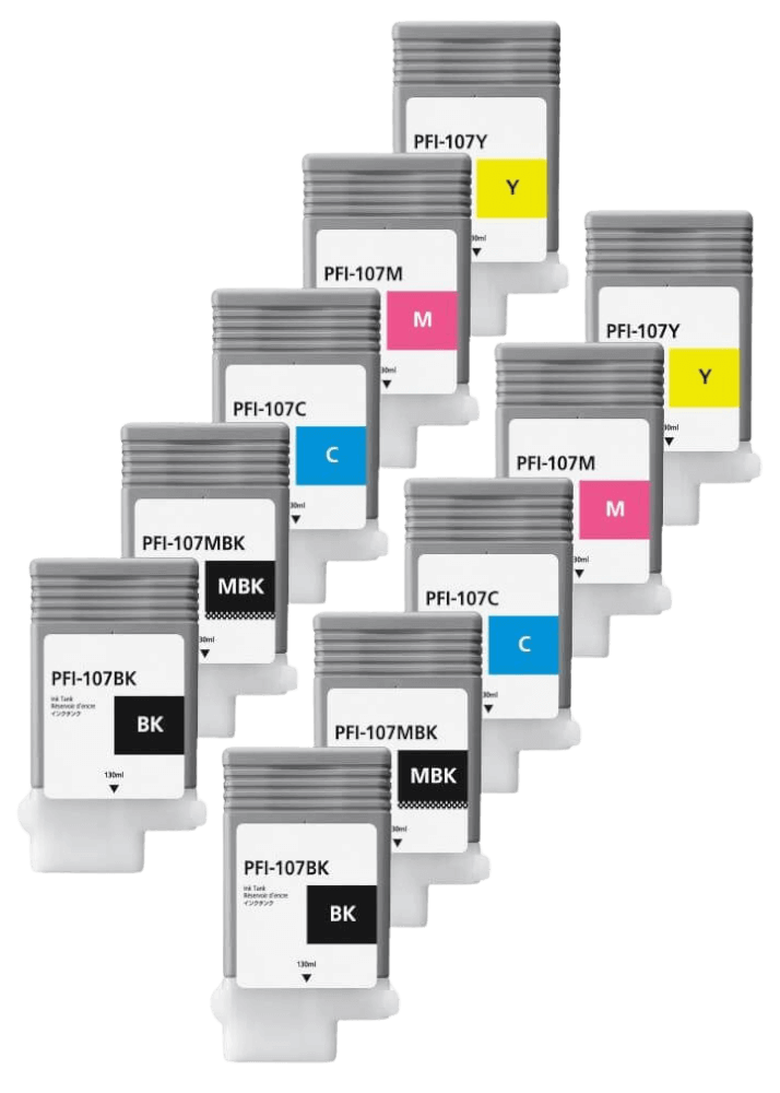 Canon PFI-107 10 stk. rabattpaket bläckpatron 1300 ml. - kompatibel