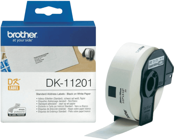 Brother DK11201 29 x 90 mm, 400 stk. Svart text / Vit tejp original tejp (DK-11201)