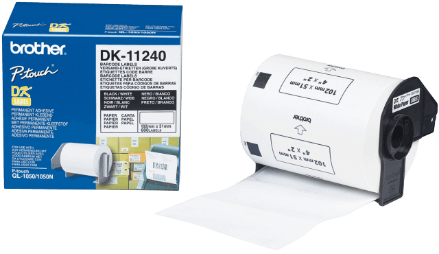 Brother DK11240 51 x 102 mm, 600 stk. Svart text / Vit tejp original tejp (DK-11240)
