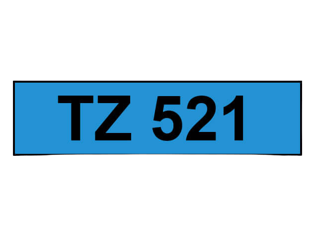 Brother TZe-521 9 mm x 8 m Svart text / Blå tejp kompatibel tejp