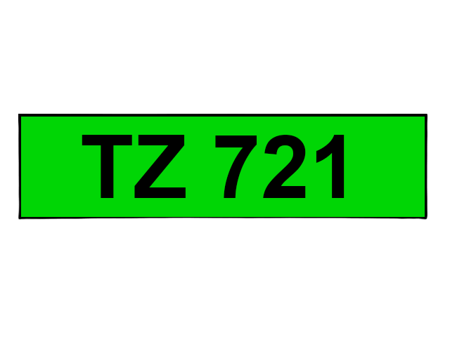 Brother TZe-721 9 mm x 8 m Svart text / Grön tejp kompatibel tejp