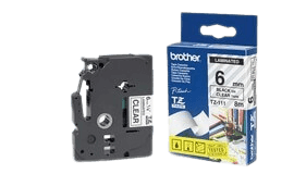 Brother TZe111 6 mm x 8 m Svart text / Genomskinlig tejp original tejp (TZ111)