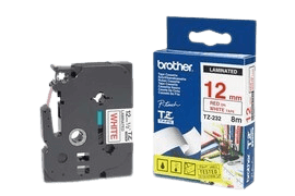 Brother TZe232 12 mm x 8 m Röd text / Vit tejp original tejp (TZ232)