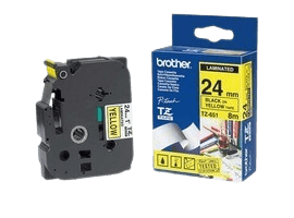 Brother TZe651 24 mm x 8 m Svart text / Gul tejp original tejp (TZ651)