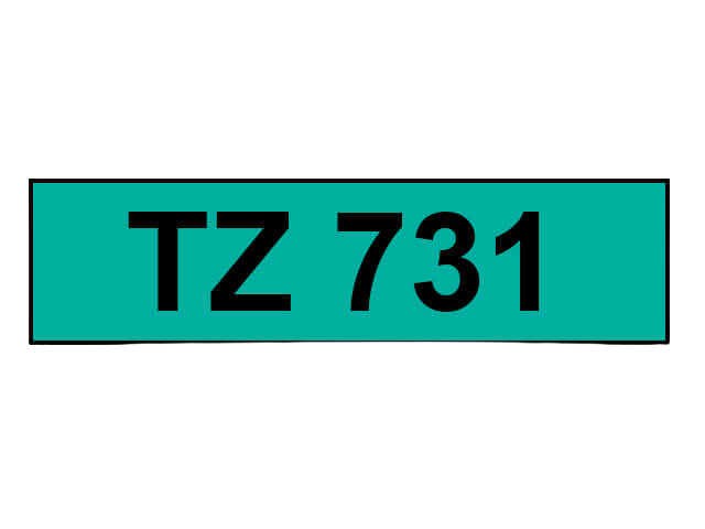 Brother TZe731 12 mm x 8 m Svart text / Grön tejp kompatibel tejp