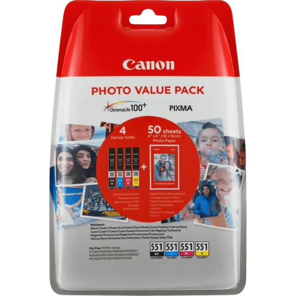 Canon CLI-551 CMYK original multipack 11 + 4x 7 ml. (6508B005)