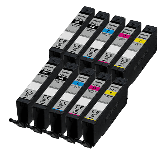 Canon CLI-581C XXL 10 stk. rabattpaket bläckpatron 120 ml. - kompatibel