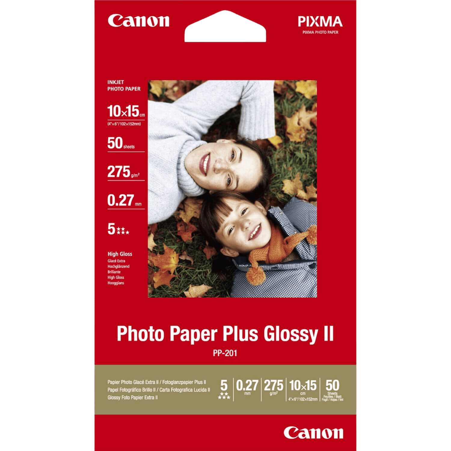 Canon PP-201 glansigt fotopapper Plus II 10x15 cm, 50 ark (2311B003)