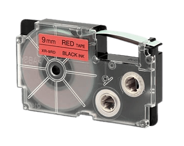 Casio XR-9RD 9 mm x 8 m Svart text / Röd tejp kompatibel tejp