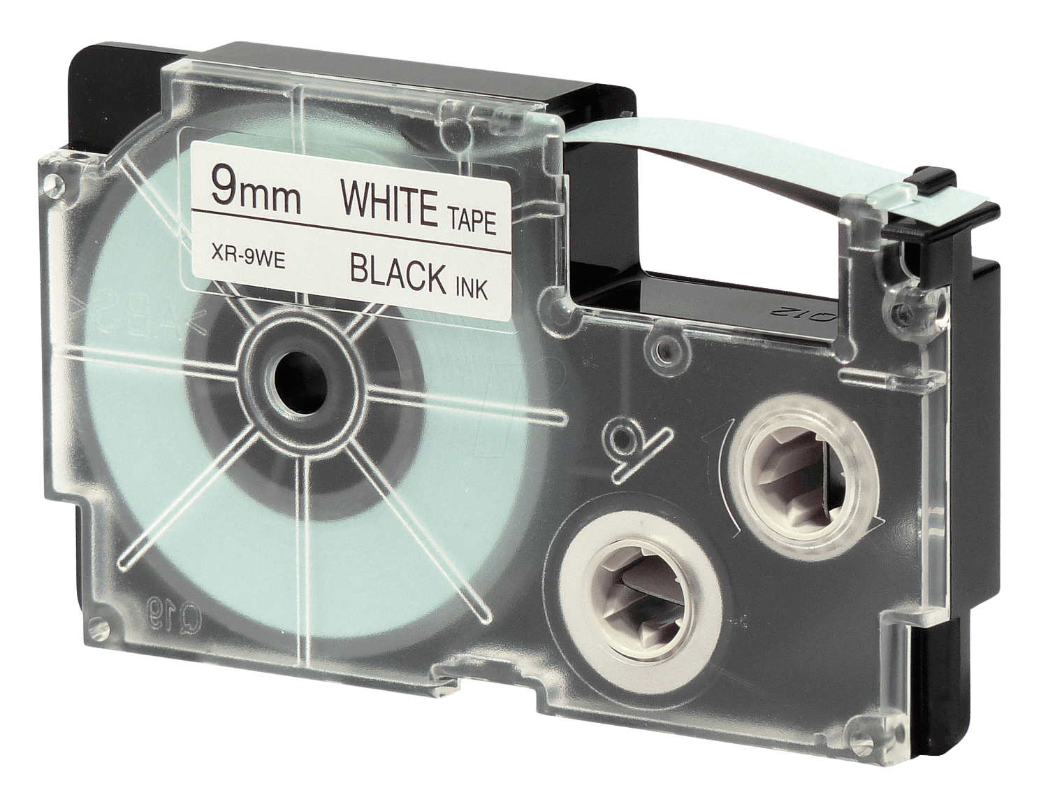 Casio XR-9WE 9 mm x 8 m Svart text / Vit tejp kompatibel tejp