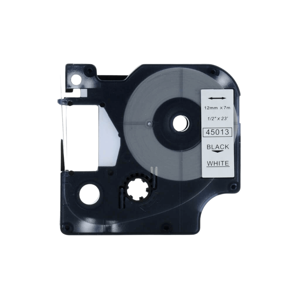Dymo D1 45013 12 mm x 7 m Svart text / Vit tejp kompatibel tejp (S0720530)