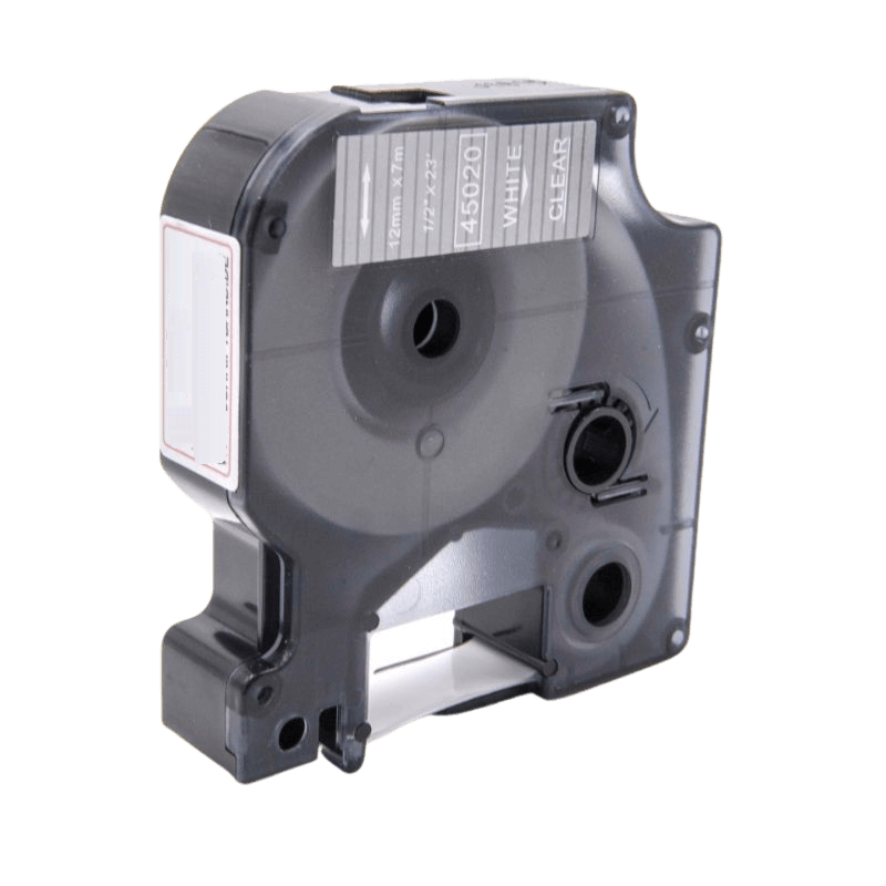 Dymo S0720600 12 mm x 7 m Vit text / Genomskinlig tejp kompatibel tejp (45020)