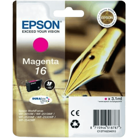 Epson 16 magenta original bläckpatron 3,1 ml. (C13T16234012)