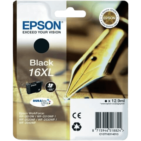 Epson 16 XL svart original bläckpatron 12,9 ml. (C13T16314012)
