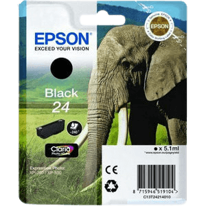 Epson 24 svart original bläckpatron 5,1 ml. (C13T24214012)