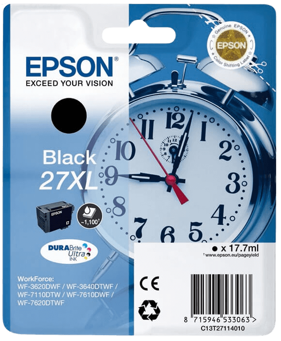 Epson 27 XL svart original bläckpatron 17.7 ml. (C13T27114012)