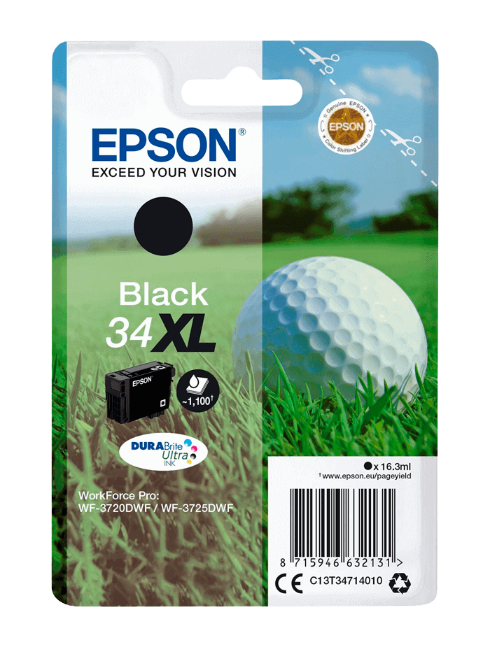 Epson 34 XL svart original bläckpatron 16,3 ml. (C13T34714010)