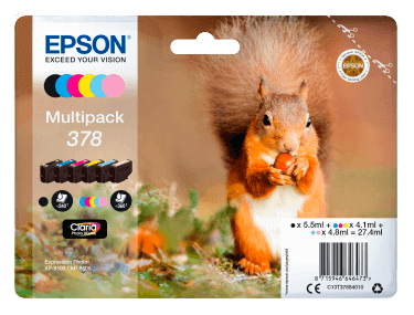 Epson 378 CMYK original multipack 5,5 + 3x4,1 + 2x4,8 ml. (C13T37884010)