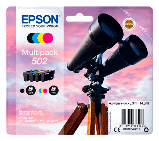 Epson 502 CMYK original multipack 690 sider (C13T02V64010)