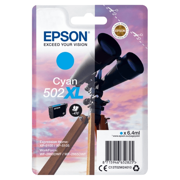 Epson 502XLC cyan original bläckpatron 470 sider (C13T02W24010)